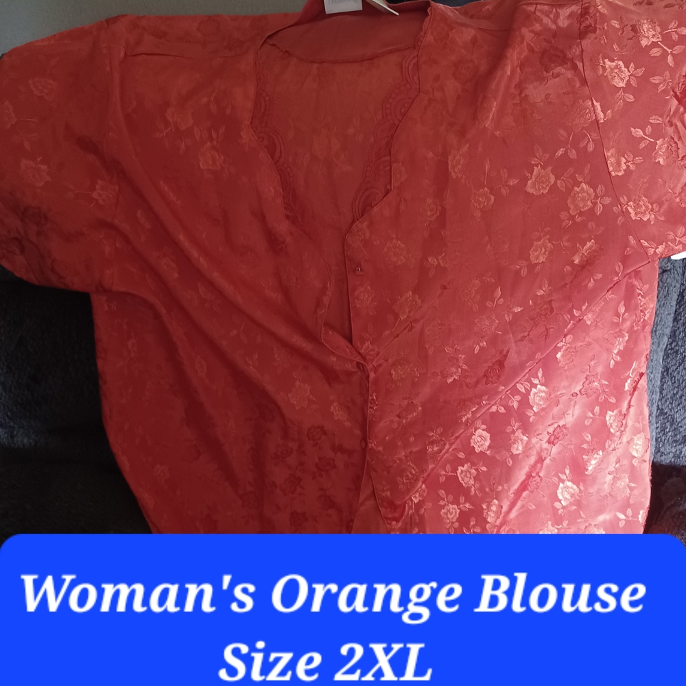 Orange 3/4 Sleeve Blouse with Flowing Fit